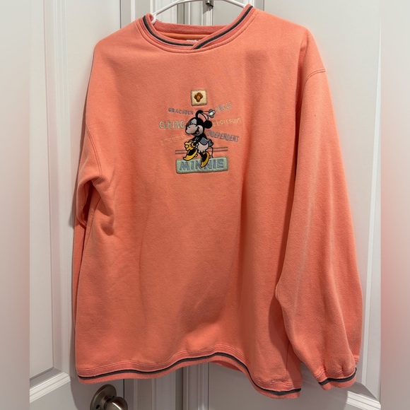 Disney Tops - Vintage Disney Minnie Mouse Coral Crewneck Sweater